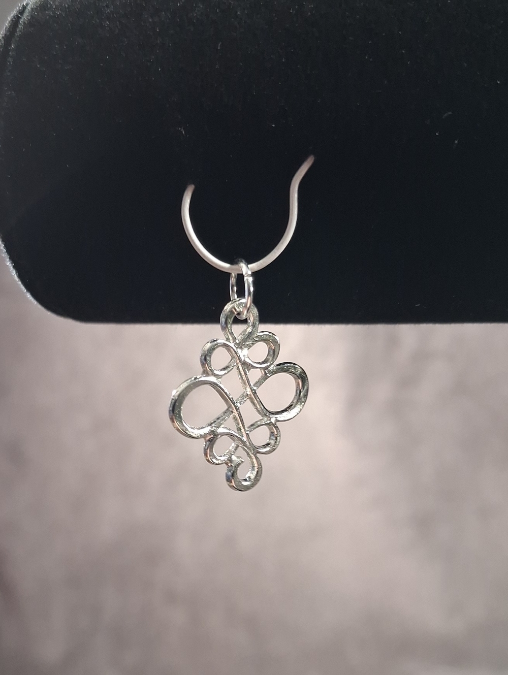 2/$5 Silver Tone Metal 18mm x 25mm Celtic Knot Style Scroll Pendant NEW
